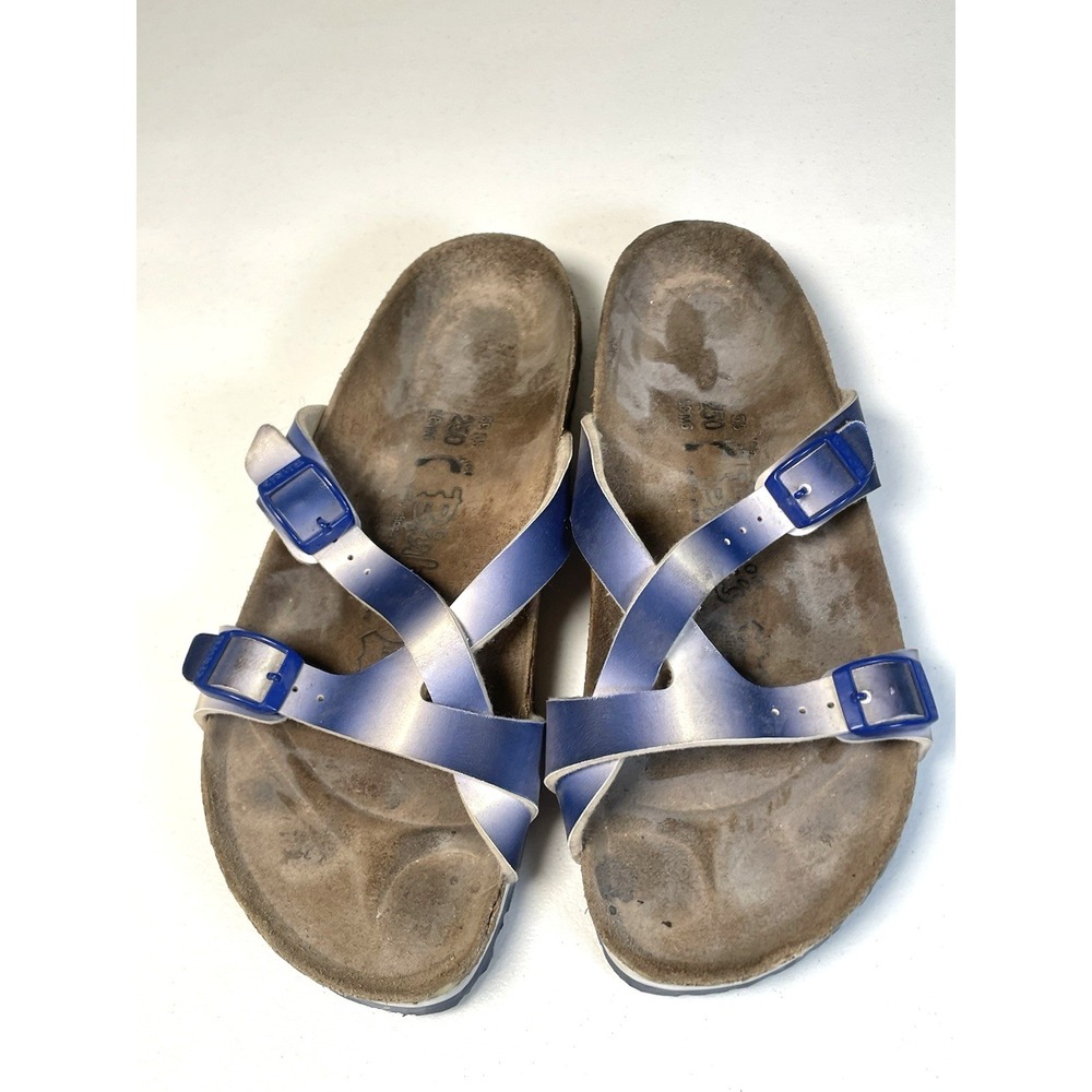 Birkenstock Birki's Leather Sandals 39 Women's 8 8.5 Purple Tye Dye Shoes